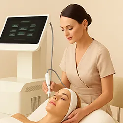 The second step is the ALKERMES system. After selecting the appropriate cartridge, the treatment can be applied to the skin.